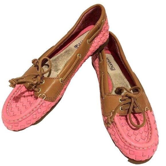 Sperry Top Sider Pink Leather Boat Shoes Flats Comfort Loafers 6M Slip On Slide - Picture 2 of 11